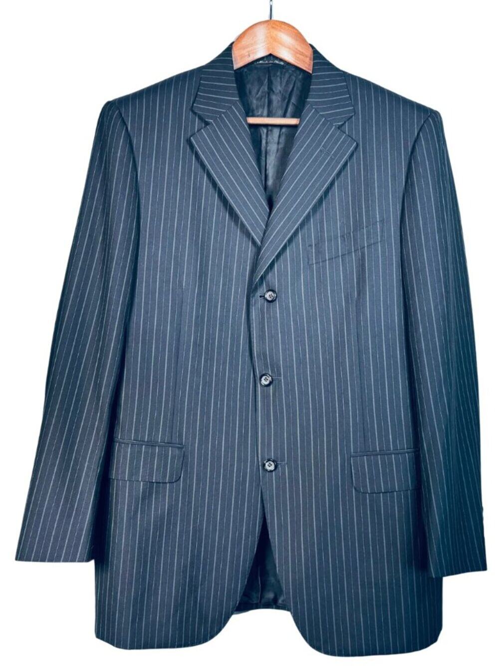 Canali Super 120s Wool Sport Coat 42R Navy Thin Stripe Italy